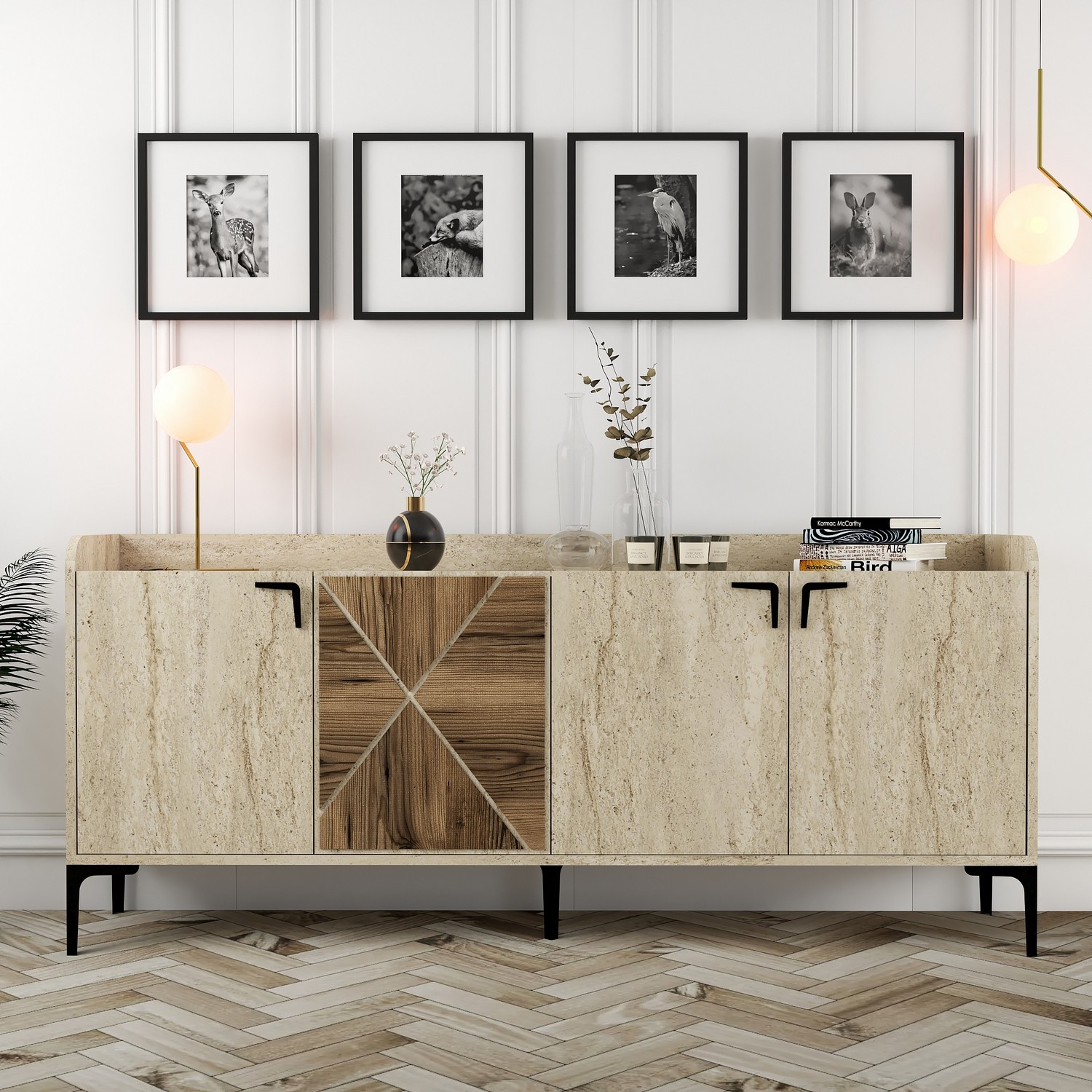 845HCT561220-201.jpg Venedik - Walnut, Travertine – Конзола - Image 1