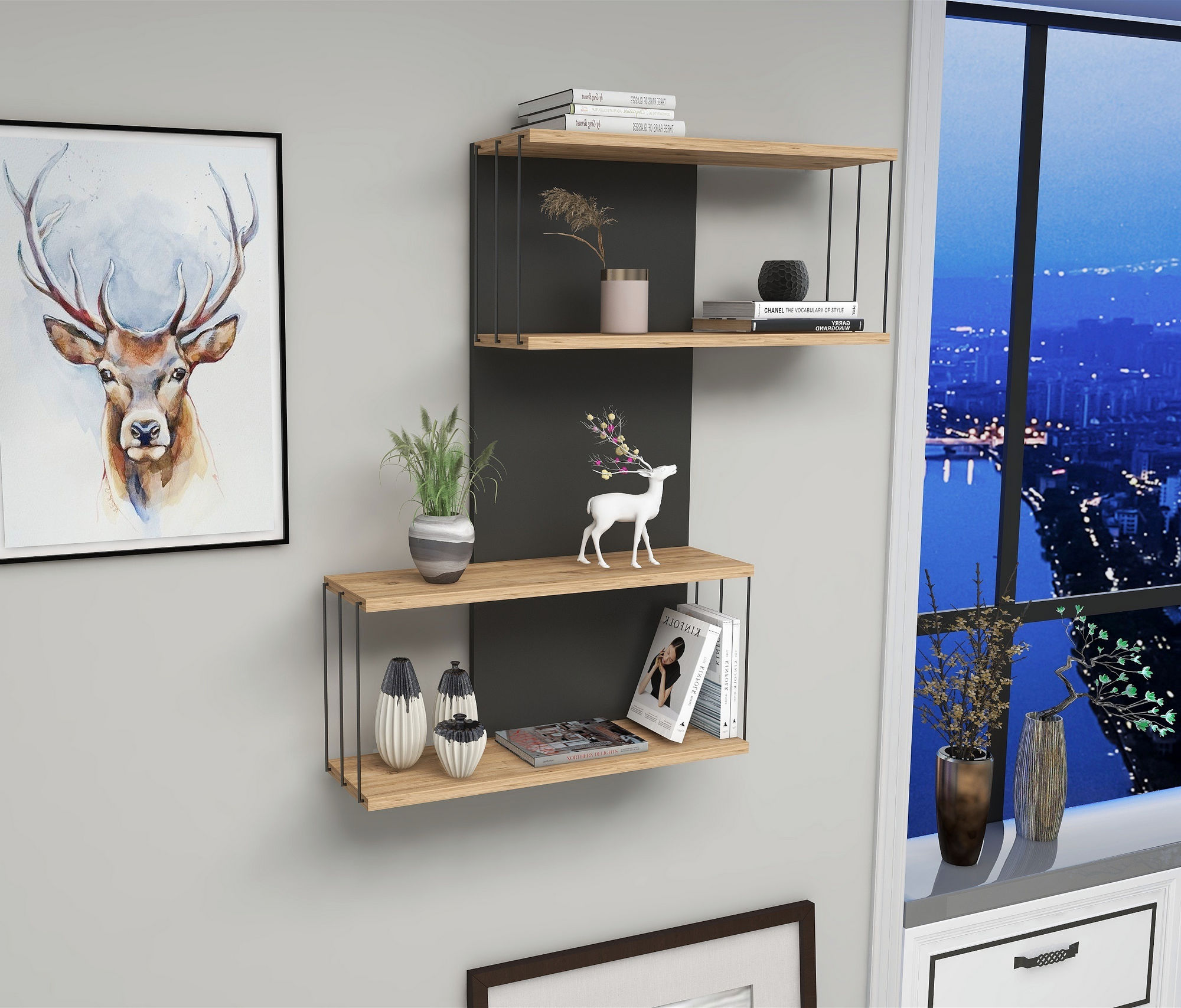 854KLN174220-201.jpg Destan - Anthracite, Pine – Ѕидна полица - Image 1