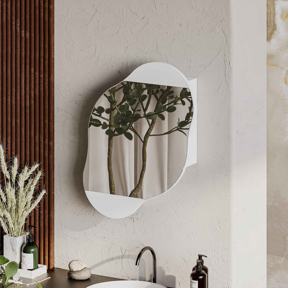 Cloud Storage Bathroom Wall Mirror - White – Кабинет за бања - Image 3