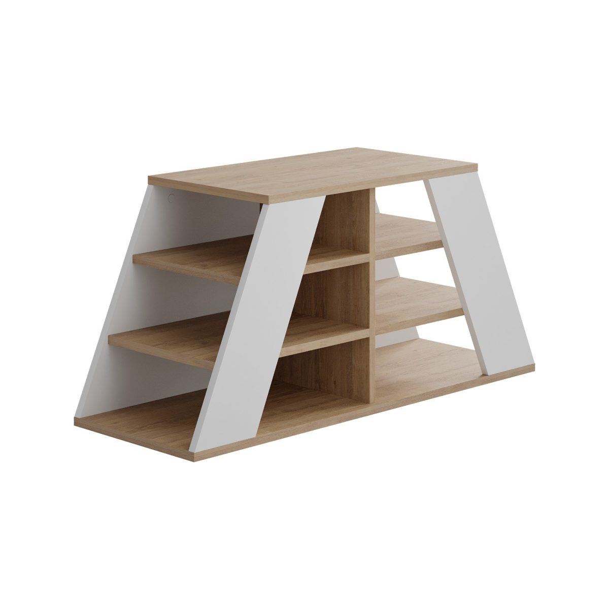 Pyramid Shoe Bench - Oak, White – Чевларник - Image 5