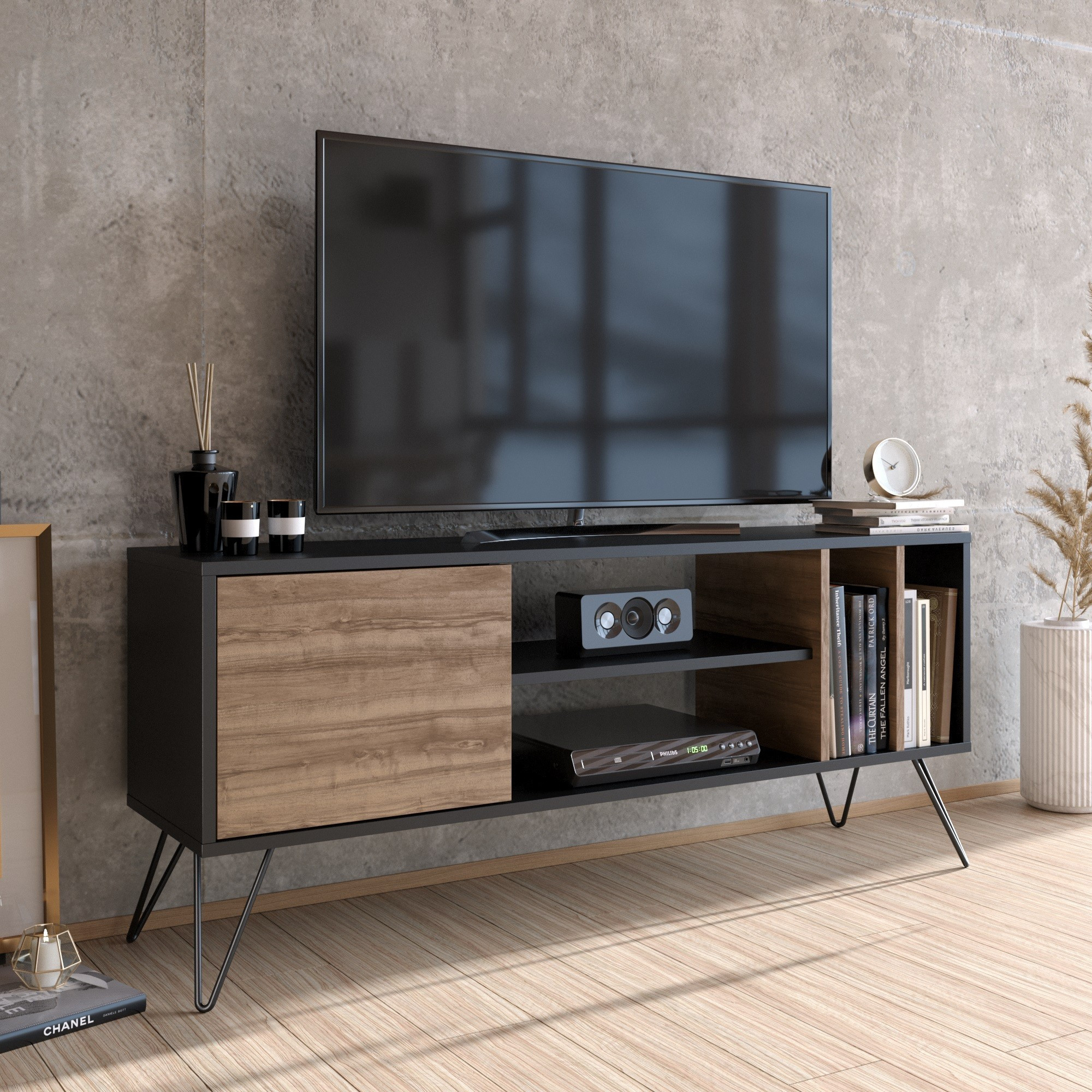 875ZNA305620-201.jpg Mistico (140) - Walnut, Black – ТВ комода - Image 1