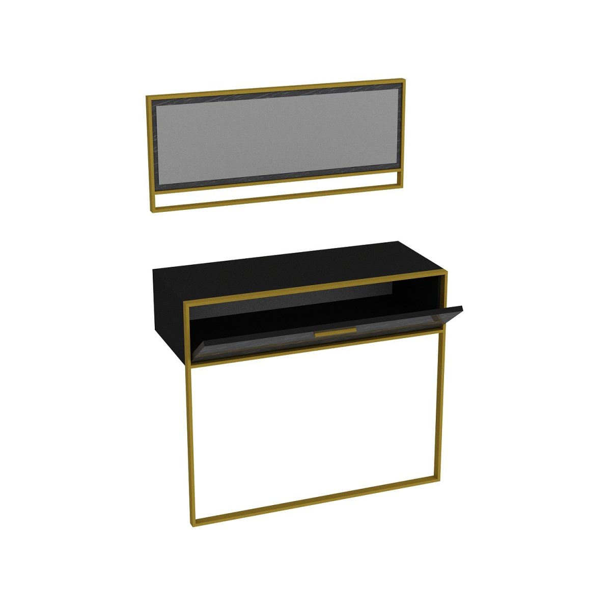 Polka Aynalı - Black – Декоративна конзолна маса - Image 4