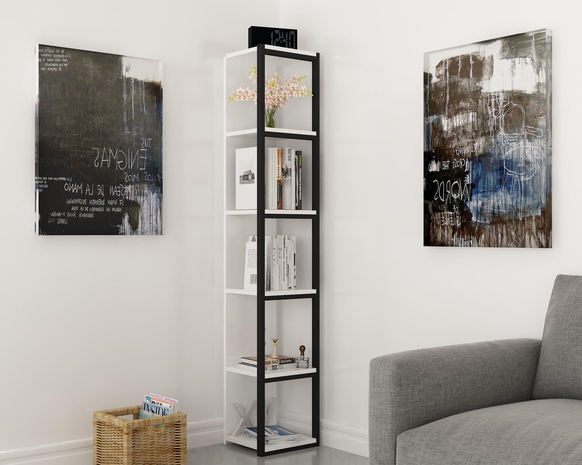 875ZNA361120-201.jpg Texas - Black, White – Полица за книги - Image 1