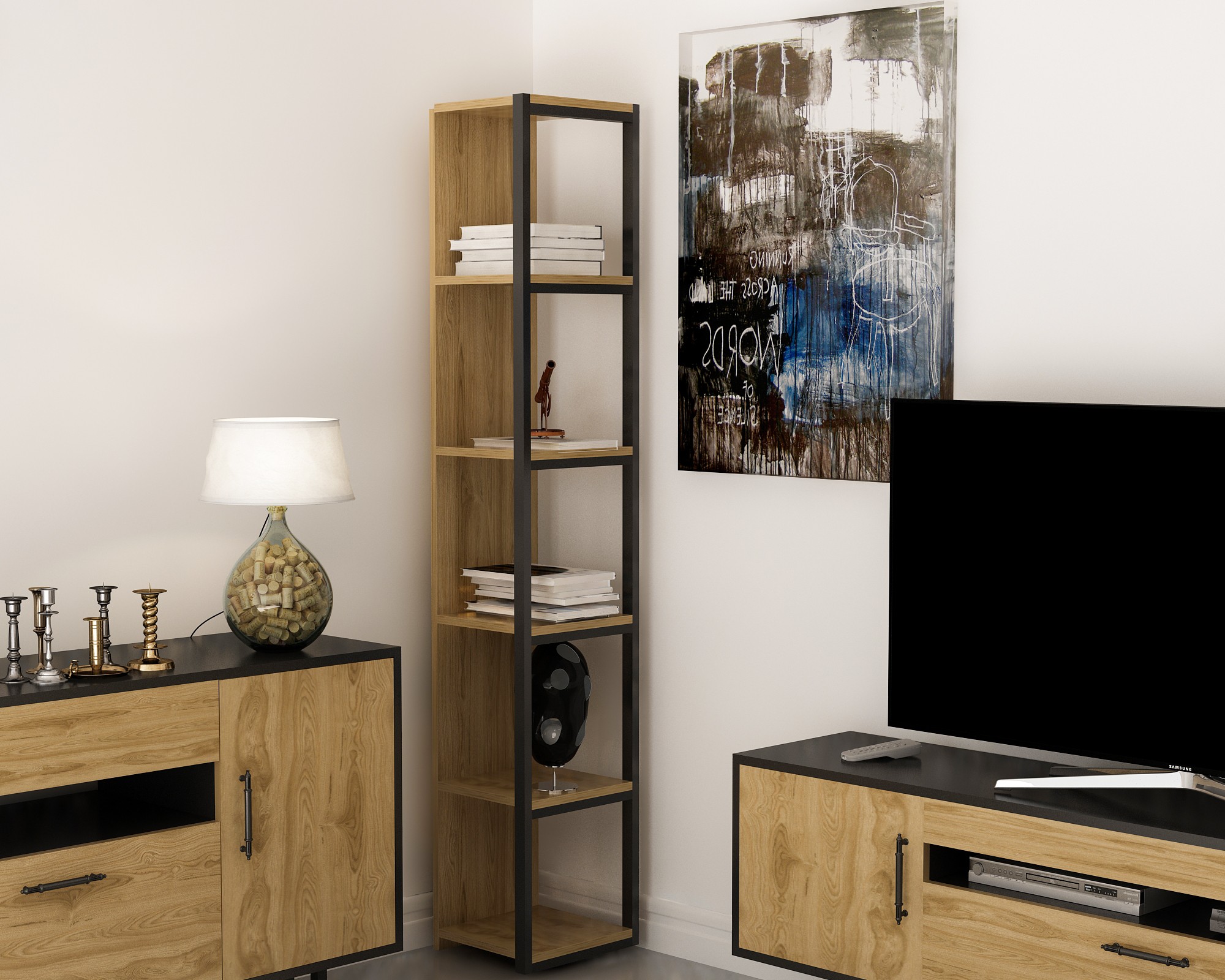 875ZNA361220-201.jpg Texas - Black, Ud – Полица за книги - Image 1