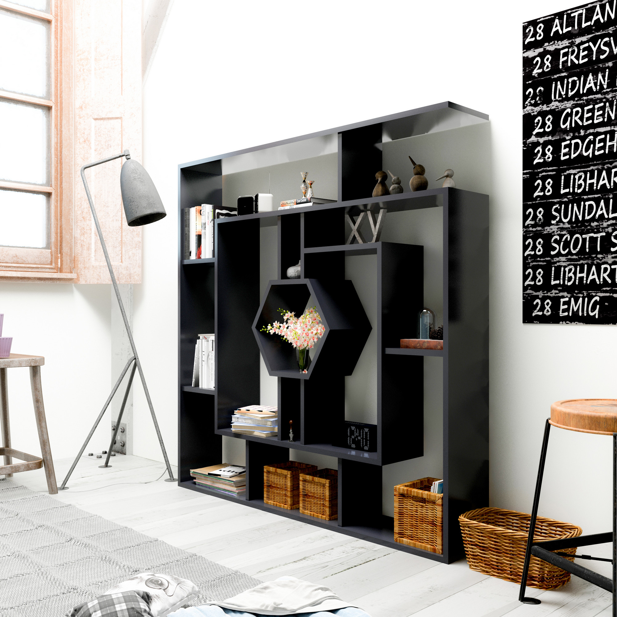 875ZNA364320-201.jpg Labrina - Black – Полица за книги - Image 1