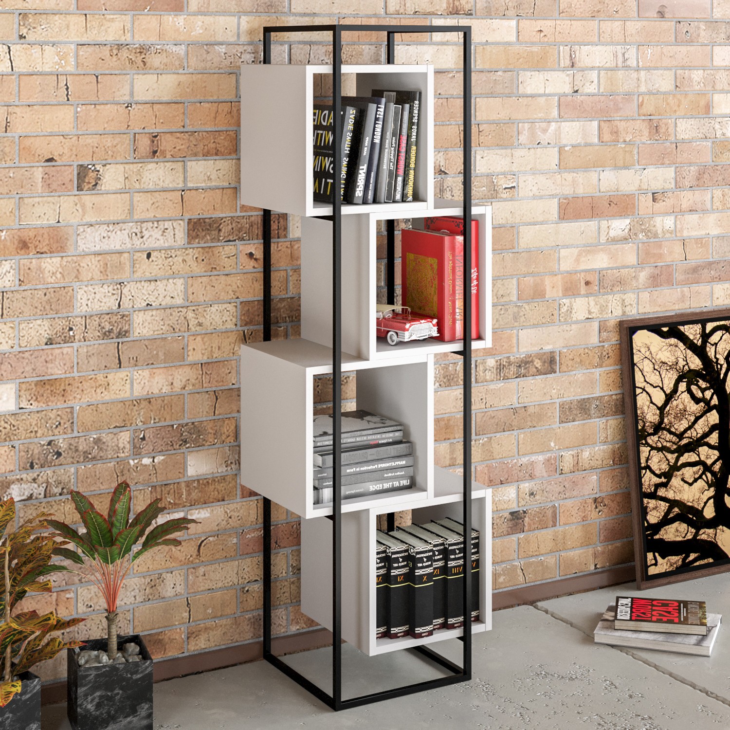 875ZNA365620-201.jpg Prada - Black, White – Полица за книги - Image 1