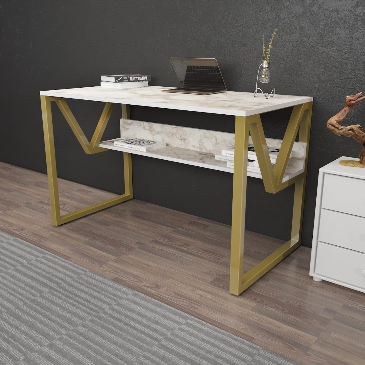 Lona - White, Gold – Канцелариско биро - Image 3