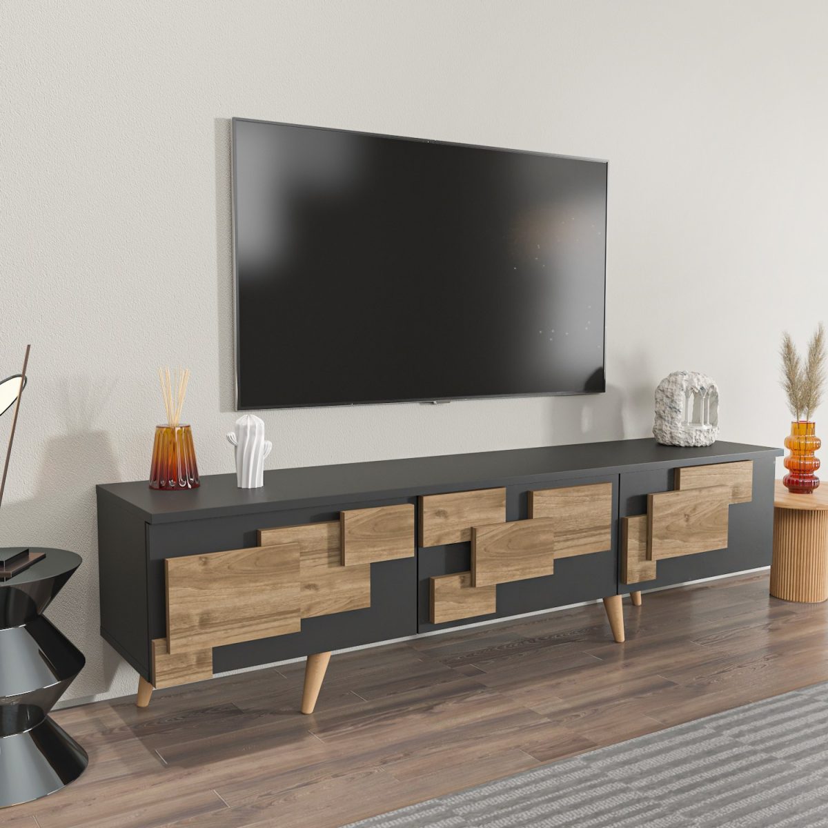 3 D - Anthracite, Walnut – ТВ комода - Image 3