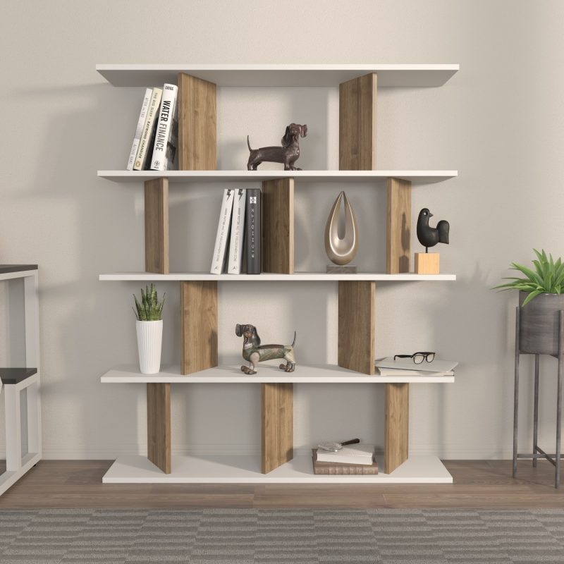 Grace - White, Walnut – Полица за книги