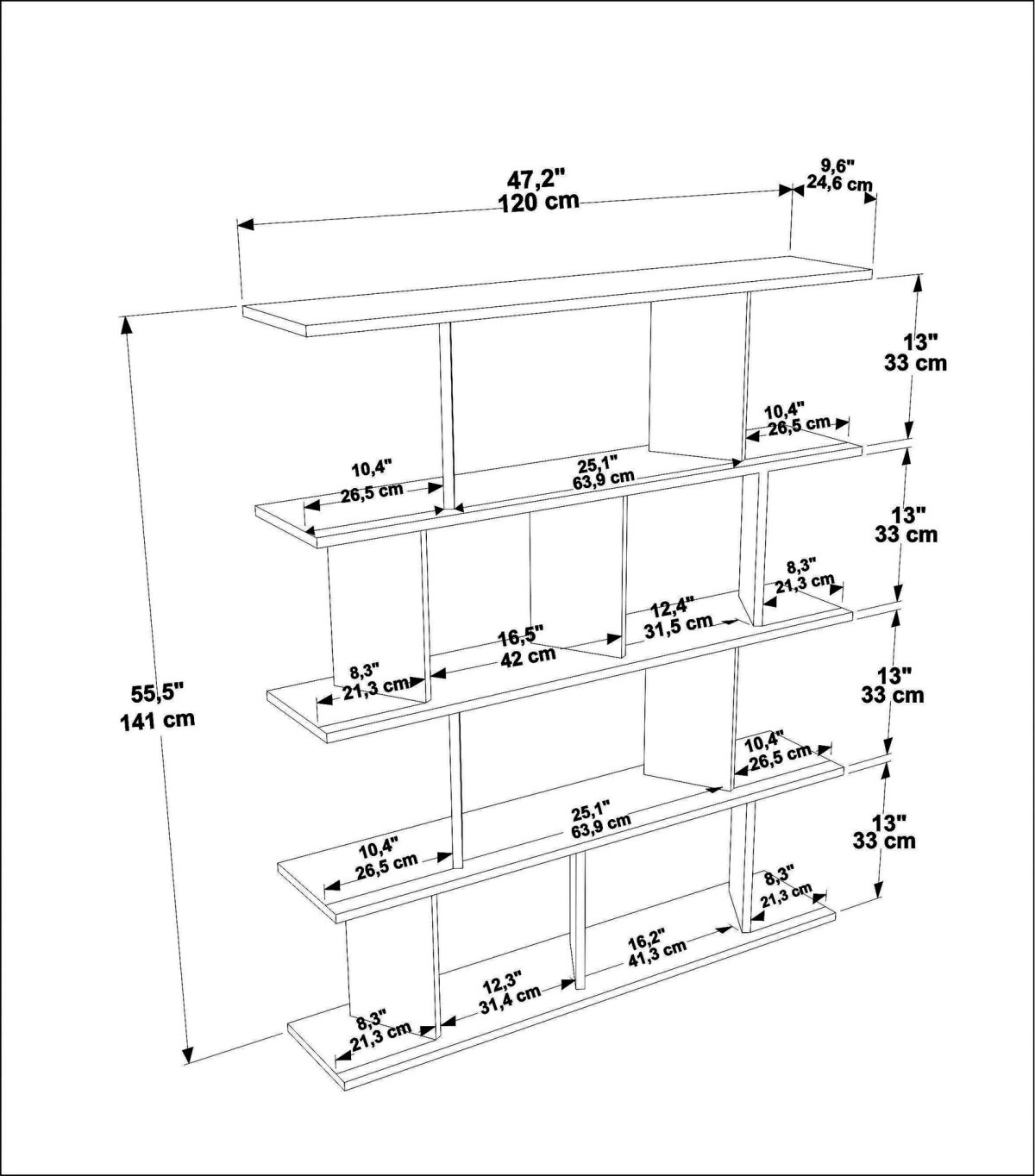Grace - White, Walnut – Полица за книги - Image 5