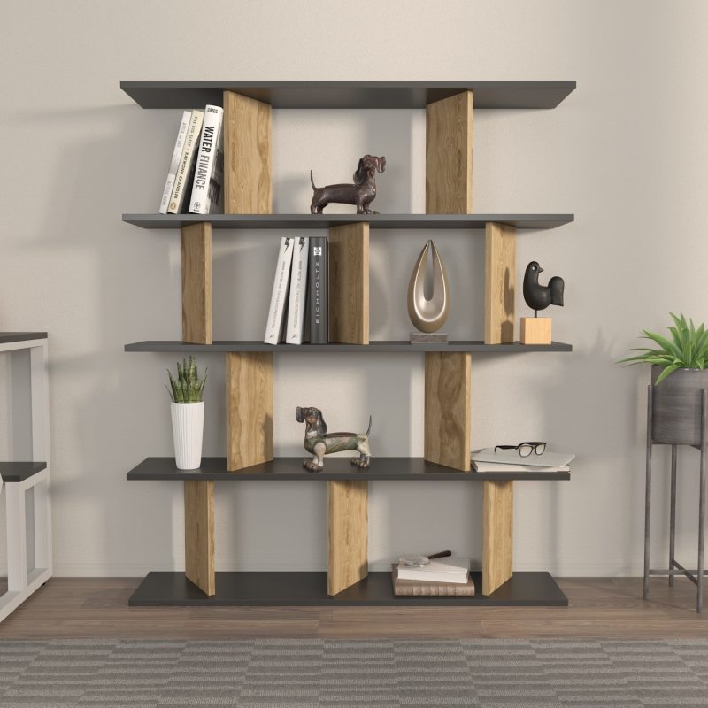 Grace - Black, Oak – Полица за книги