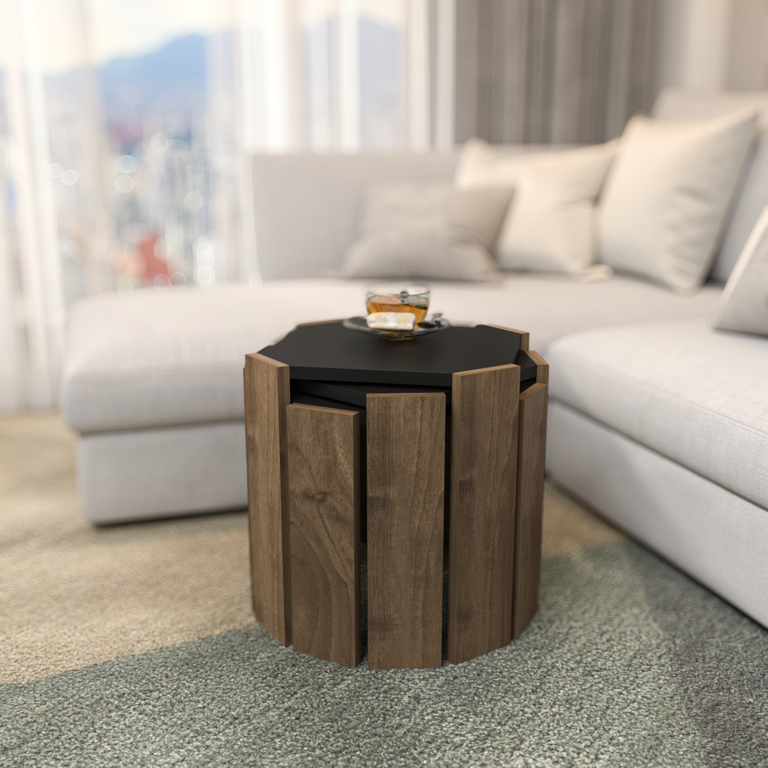 875ZNA462720-201.jpg Lori - Anthracite, Walnut – Маса за кафе - Image 1