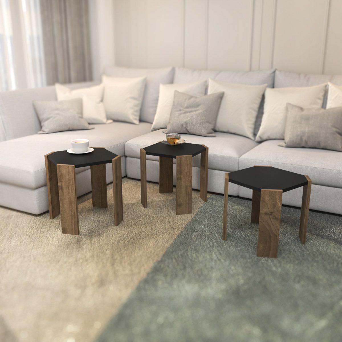 Lori - Anthracite, Walnut – Маса за кафе - Image 2