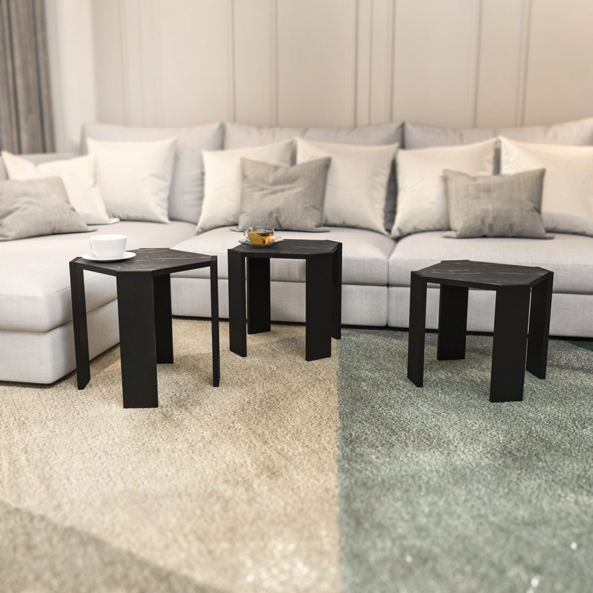 Lori - Black, Marble – Маса за кафе - Image 5