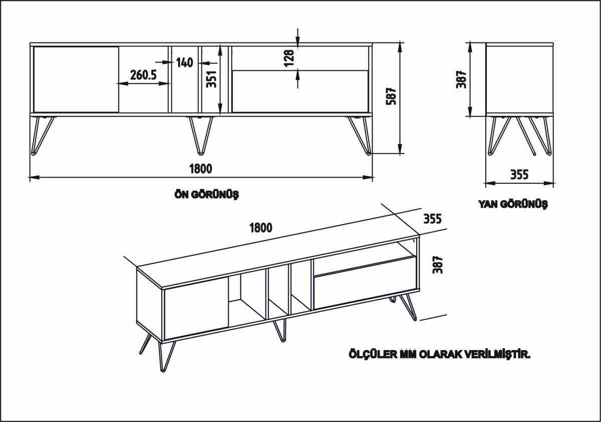 Mistico (180) - White, Gold – ТВ комода - Image 7