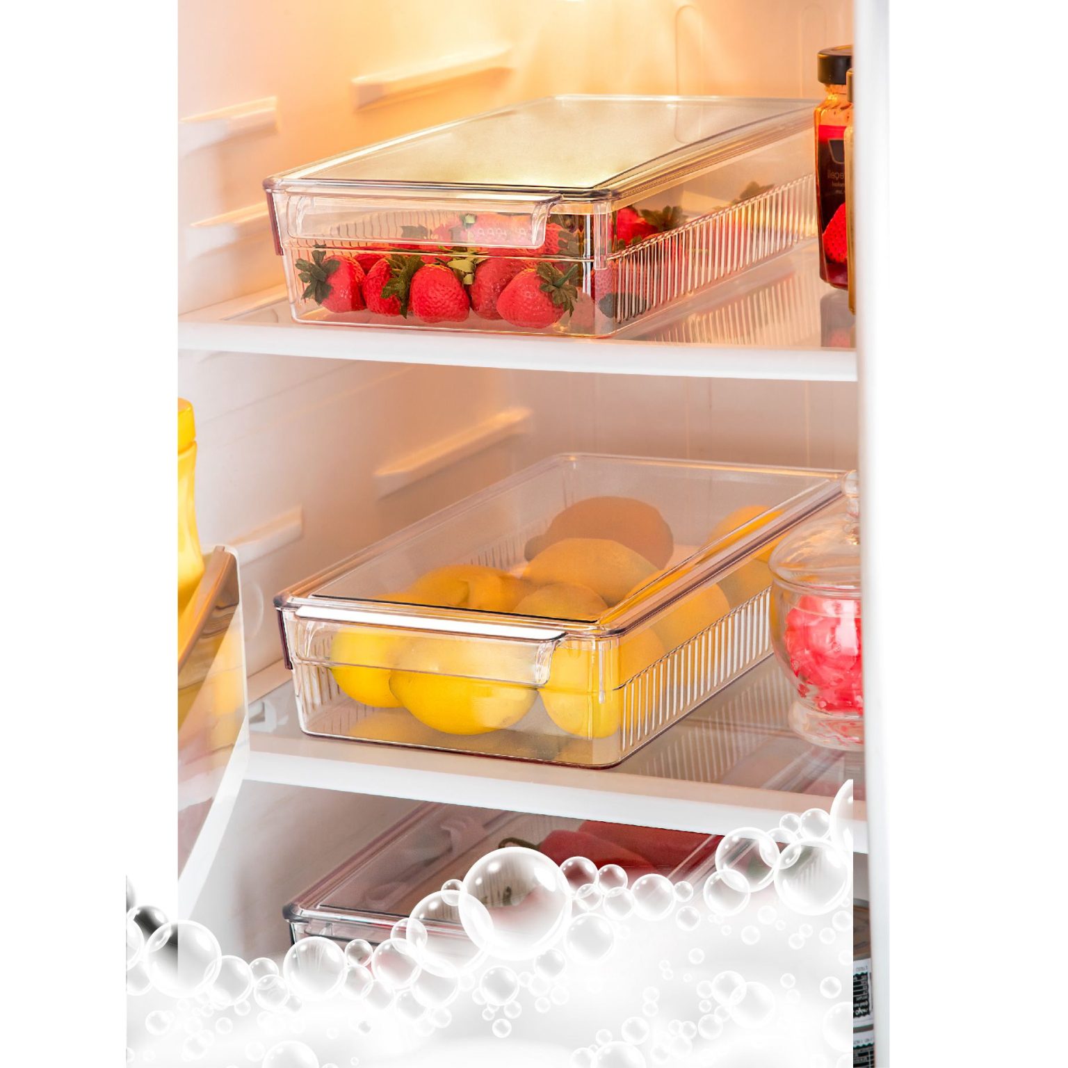 F-226 - Transparent – Комплет за организатор на фрижидер (3 парчиња) - Image 3