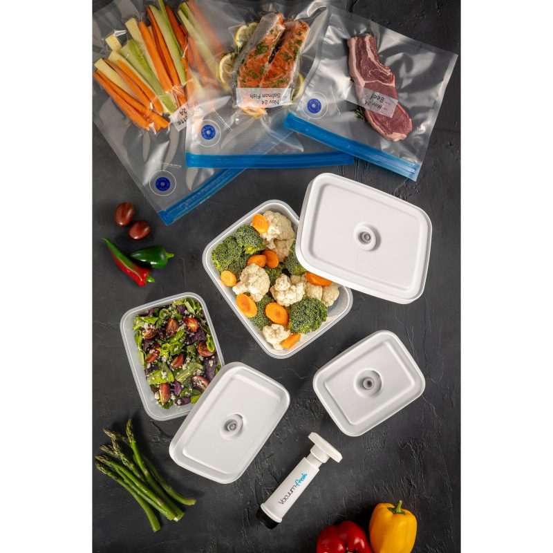 VCC-7-PMP - Transparent – Кутија за складирање и комплет кеси за складирање храна (7 парчиња)