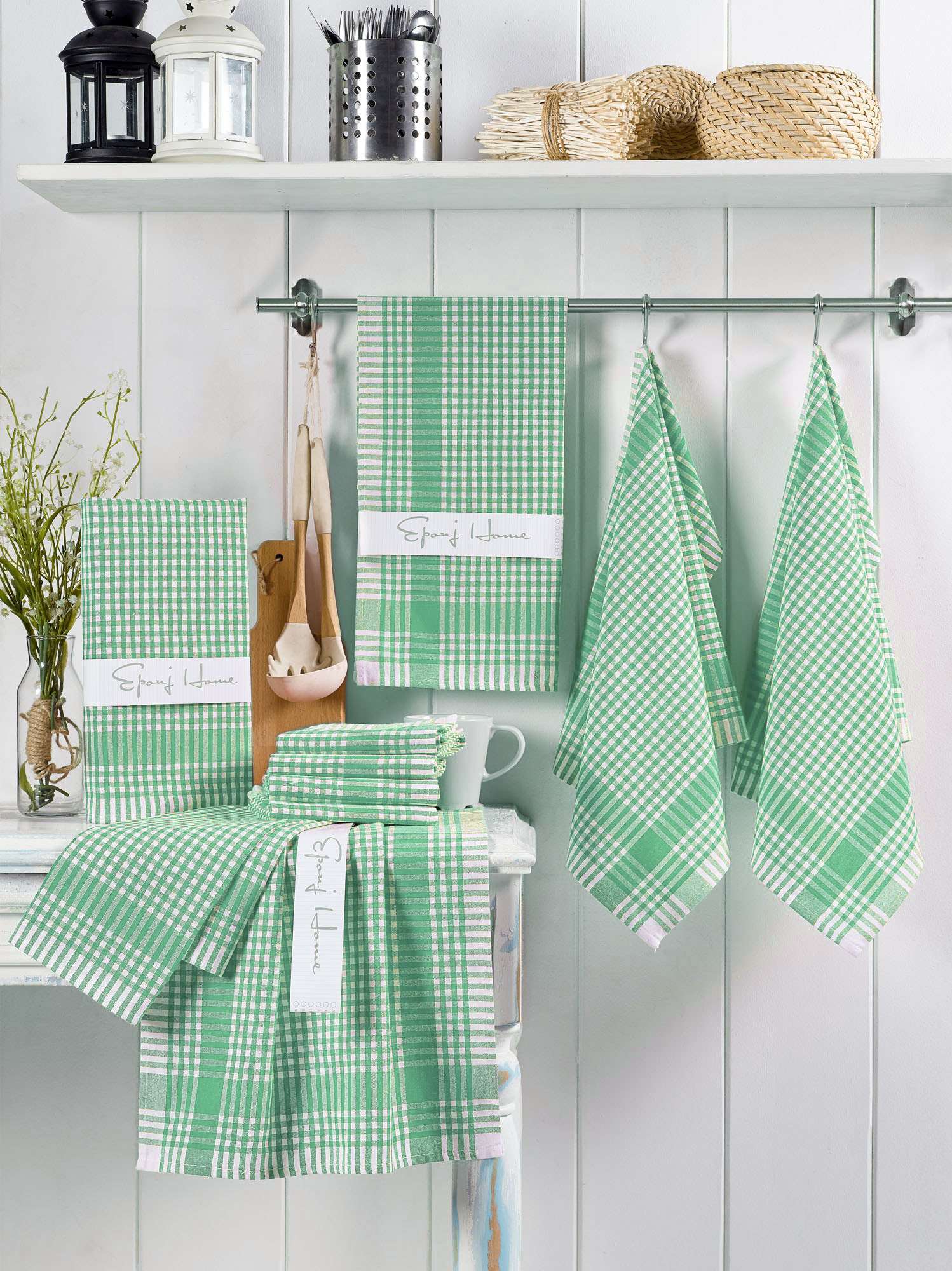 994PRL113320-201.jpg Pötikareli - Green – Комплет пешкири за перење (10 парчиња) - Image 1